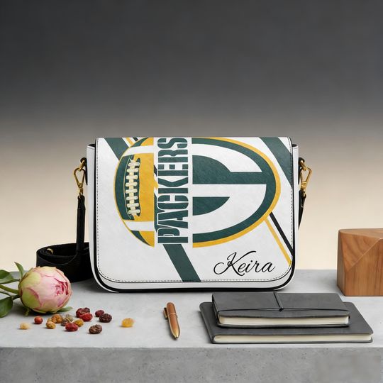Personalized Packers Messenger Bag with Custom Name, Football Shoulder Bag, Unique Gift for Fans