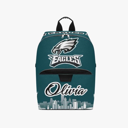 Discover Personalized Name Football Fan PU Leather Backpack, Custom Sports Bag Gift for Team Supporters Game Day Lovers