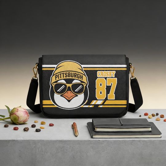 Discover Custom Penguins Crossbody Bag, Pittsburgh Penguins Personalized Hockey Messenger Bag