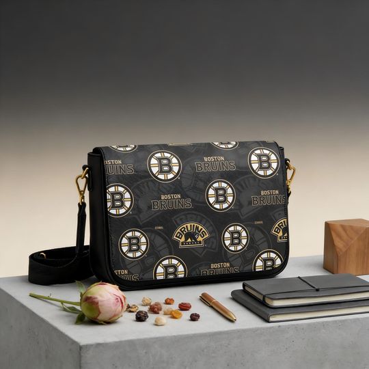 Custom Bruins Crossbody Bag, Boston Bruins Personalized Gift, NHL Hockey Fan Messenger Bag