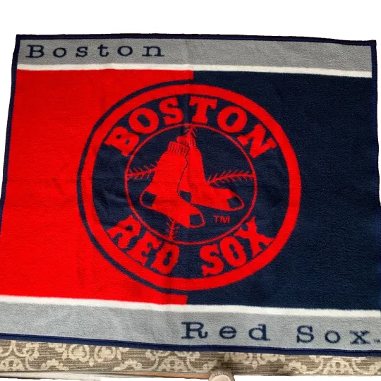 Vintage Biederlack Boston Red Sox Throw Blanket Heavy Fleece USA 57 x 48