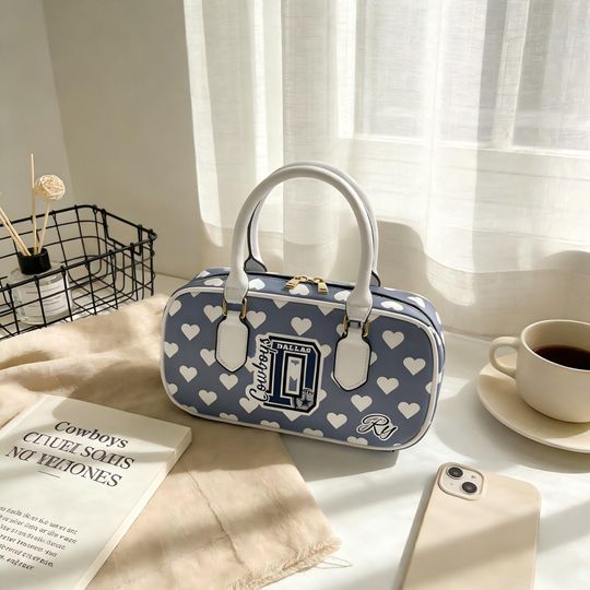 Personalized PU Leather Handle Handbag with Custom Name, Texas Fan Inspired Purse, Stylish Gift for Women
