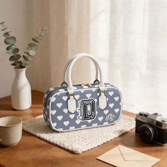 Custom Name Football Inspired PU Handle Bag, Personalized Womens Handbag for Game Day Fan Style, Fan Gift