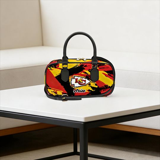 Custom Name Football Fan Handle Bag, Personalized PU Leather Crossbody Handbag Gift for Game Day Style