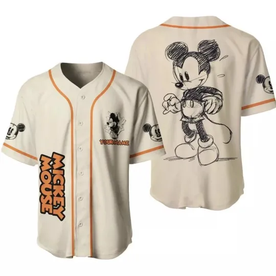 Discover Personalize Mickey Baseball Jersey Shirt, Baseball Jersey For Disney Fans