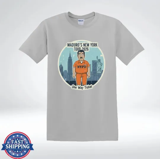 Discover Maduro New York Tour 2026 Political Satire Cartoon T-Shirt