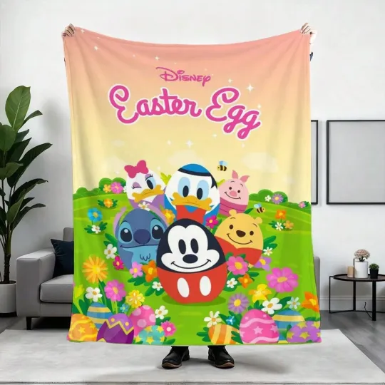Discover Disney Mickey Easter Egg  Fleece Blanket Sofa HomeDecor 4
