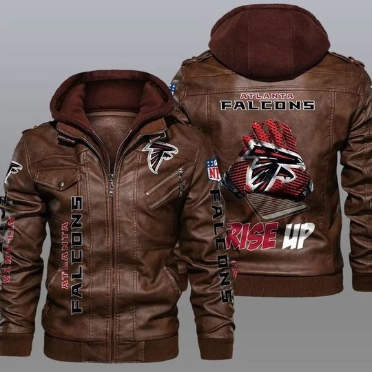 Atlanta Falcons Hooded Leather Jacket For Men, Football Lover Gift