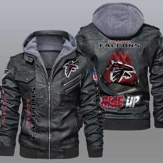 Atlanta Falcons Hooded Leather Jacket For Men, Football Lover Gift