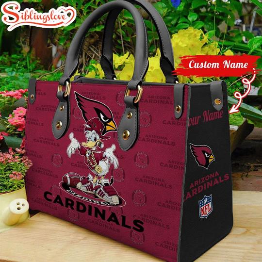Discover Custom Name football Arizonna Cardinals Donald Duck Leather Handbag For Fans