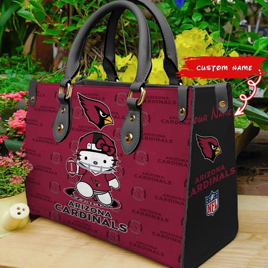 Discover Custom Name football Arizonna Cardinals Kitty Women Hand Bag