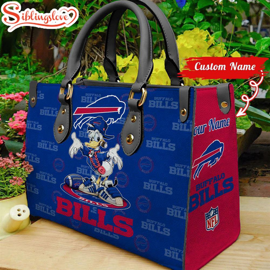 Custom Name football Buffalo Bills Donald Duck Leather Handbag For Fans