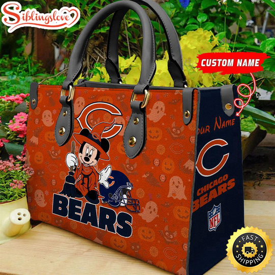 Custom Name football Chicago Bears Minnie Mouse Sport Women Handbag