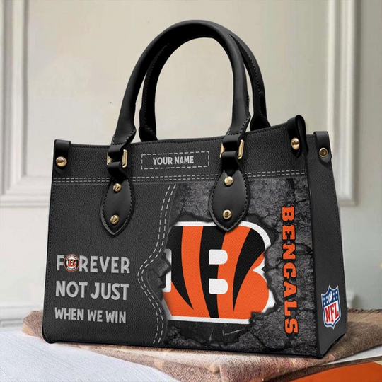 Discover Custom Name football Cincinnati Bengals Forever Not Just When We Win Leather Hand Bag