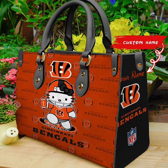 Discover Custom Name football Cincinnati Bengals Kitty Women Hand Bag