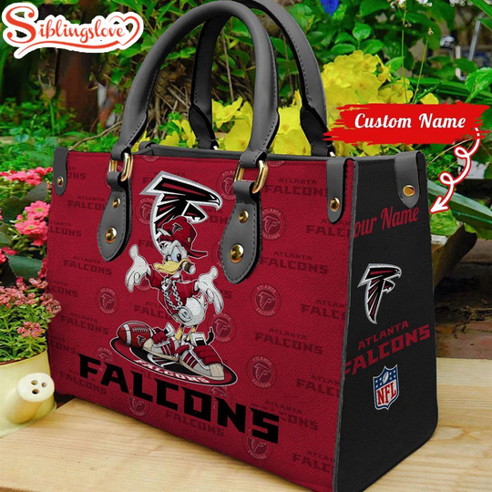 Custom Name football Atlanta Falcons Donald Duck Leather Handbag For Fans