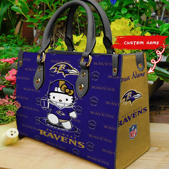 Custom Name football Baltimore Ravens Kitty Women Hand Bag