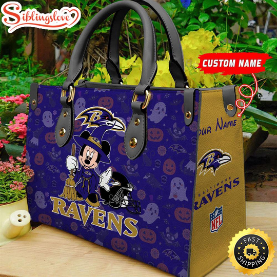 Custom Name football Baltimore Ravens Minnie Mouse Sport Women Handbag