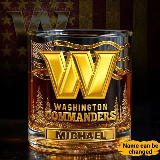 Print Washington Commanders Golden Logo Whiskey Glass