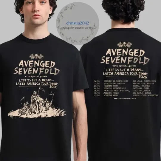 Discover Avenged Sevenfold Life Is But A Dream Latin America Tour 2026 Unisex T Shirt