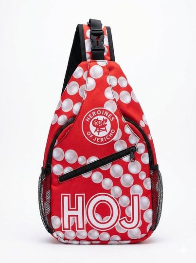 Discover Red Heroines of Jericho HOJ Sling Backpack  Pearl Pattern