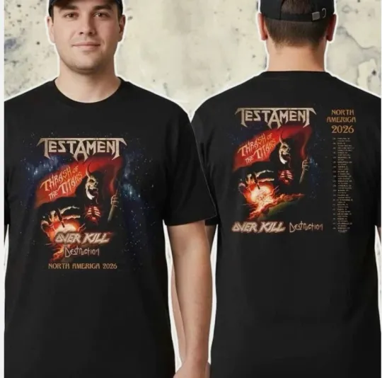 Discover Testament Thrash Of The Titans North America Tour 2026 Two Sided T-Shirt