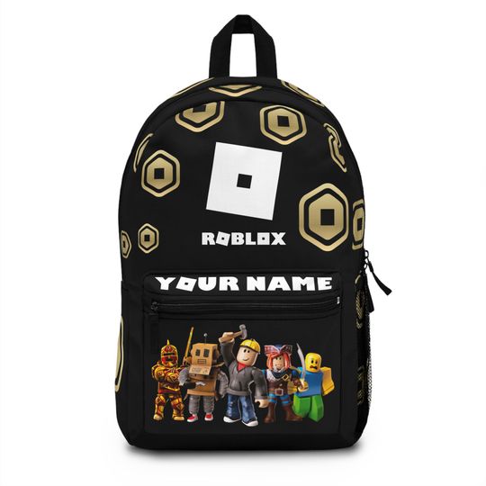 Discover Personalized Roblox Backpack | Custom Name Backpack in Robux Design | Safe & Comfortable for School | Perfect Gift for Roblox Fans