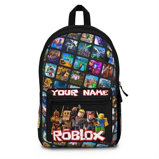 Discover Personalized Roblox Backpack | Custom Name Backpack in Robux Design | Safe & Comfortable for School | Perfect Gift for Roblox Fans