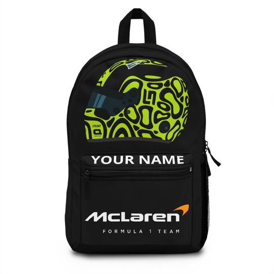 Discover Personalized Lando Norris F1 Backpack, McLaren Formula 1 Bag, Racing Fan Gift, Sports Travel Bag, Christmas Gift for Him, Race Day Gear