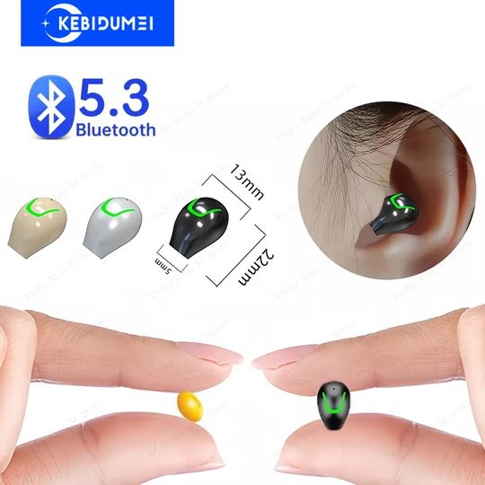 Discover Bluetooth 5.3 Earphone in-ear Mini Invisible Headset Wireless Headphone HiFi Stereo Noise Reduction Earbud for XIAOMI Huawei