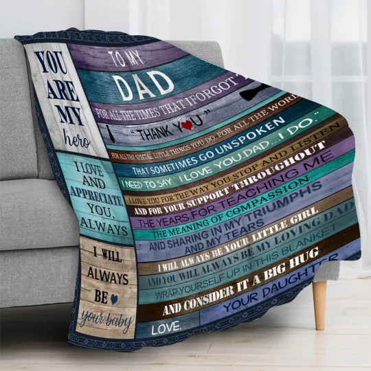 Discover Father's Day Blue Rustic Retro Wood Throw Blanket for Couch Bed Sofa Office