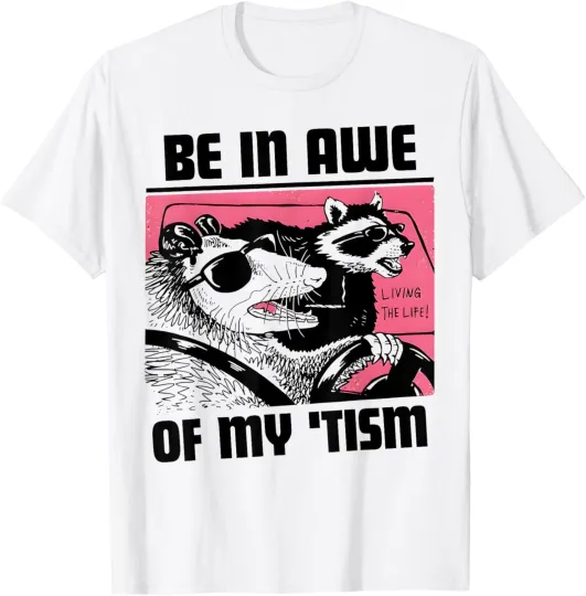 Discover Be in Awe of My 'Tism Retro Autism Awareness Cool Racoon T-Shirt