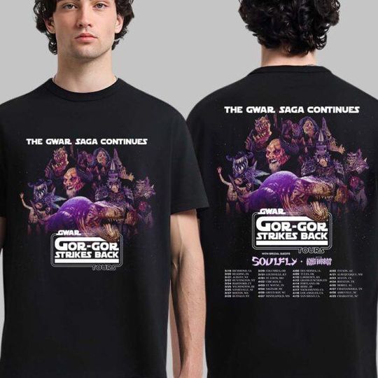 Discover Gwar The Gwar Saga Gor-Gor Strikes Back Tour 2026 North American City Dates Two Sided T-Shirt