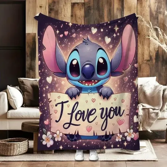 Discover Soft Flannel Blanket for Kids with Cartoon Star & Heart