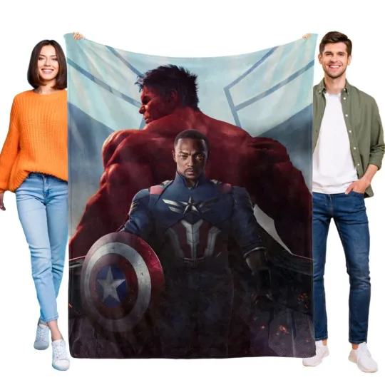 Captain America Fleece Blanket for Kids Bed Sofa Couch Throw