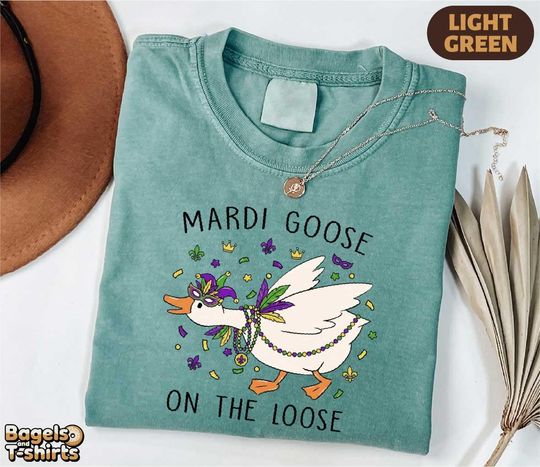 Discover Comfort Colors Mardi Goose On The Loose Shirt, Funny Mardi Goose Tee, Carnival Graphic Top, Mardi Gras Festival Tee, Carnival Goose Sweater