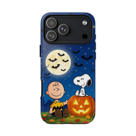 Discover Snoopy Charlie Brown Halloween Phone Case, Peanuts Jack-o'-Lantern, Protective Cover