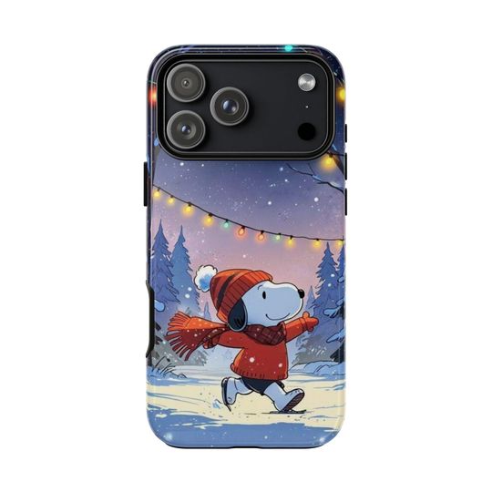 Discover Snoopy Christmas Lights Phone Case, Winter Forest Peanuts Holiday Cover