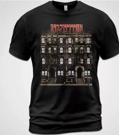 Discover Cotton T-Shirt LED ZPELIN Physical Graffiti Album Tee Robert Plant Jimmy Page