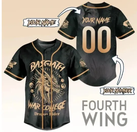 Fourth Wing Basgiath College Baseball Jersey, father day gift, printed all gift