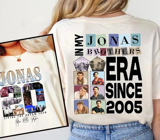 Discover Jonas Bros Vintage Frame 20th Anniversary Tour 2025 T-Shirt