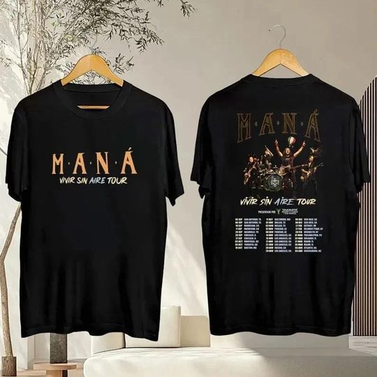 Discover Mana Latin Rock Band Tour 2025 Double Sided T-Shirt