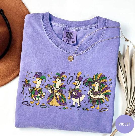 Discover Comfort Colors Mardi Gras Goose Shirt, Funny Mardi Grass Gift
