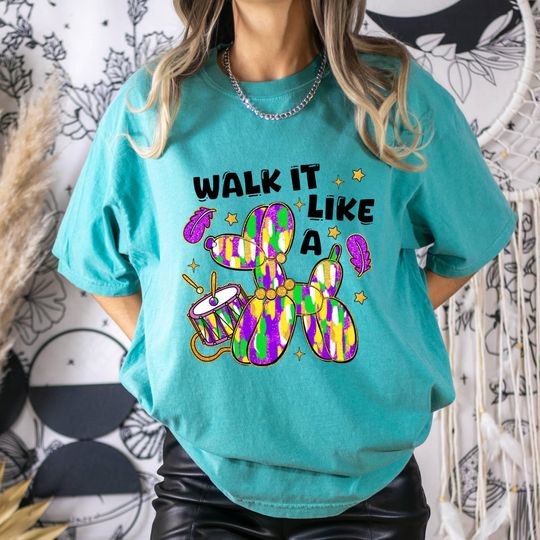 Discover Comfort Colors Mardi Gras Dog Shirt, Walk It Like A Dog Carnival Tee, Retro Louisiana Mardi Gras Outfit