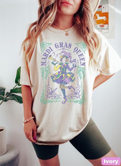 Discover Comfort Colors Retro Mardi Gras Queen Shirt: Louisiana Carnival