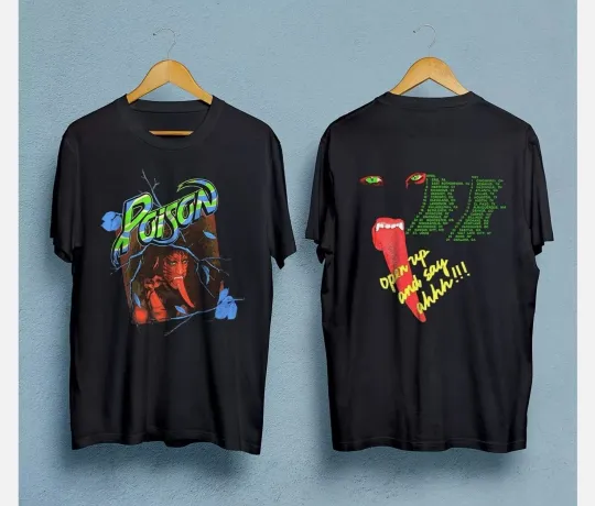 Discover Vintage 80s POISON Open Up And Say Ahh! BANNED 1988 tour concert band t shirt