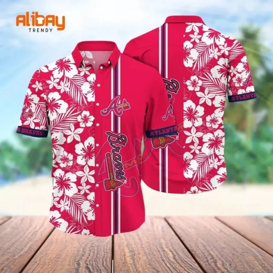 Discover Atlanta Bravesss Summer Flower Hawaiian Shirt, Short Sleeve Summer Shirt For Men