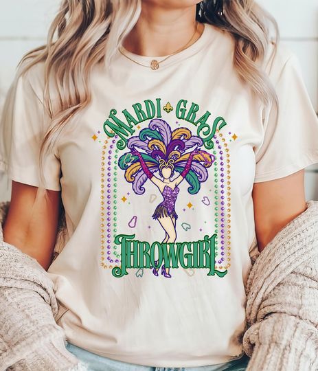 Discover Mardi Gras Throwgirl Shirt: Happy Mardi Gras Women Tee Gift her Festival Girl Gift