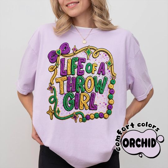 Discover Comfort Colors Throw Girl Mardi Gras Shirt, Comfort Colors Mardi Gras Shirt, Cute festival shirt, Mardi Grass Girl, Women Shirt, Gift her