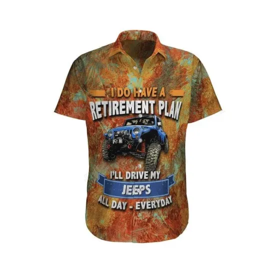Discover Jeep Retirement Plan Unisex Adult, Tropical Hawaiian Shirt, Aloha Party